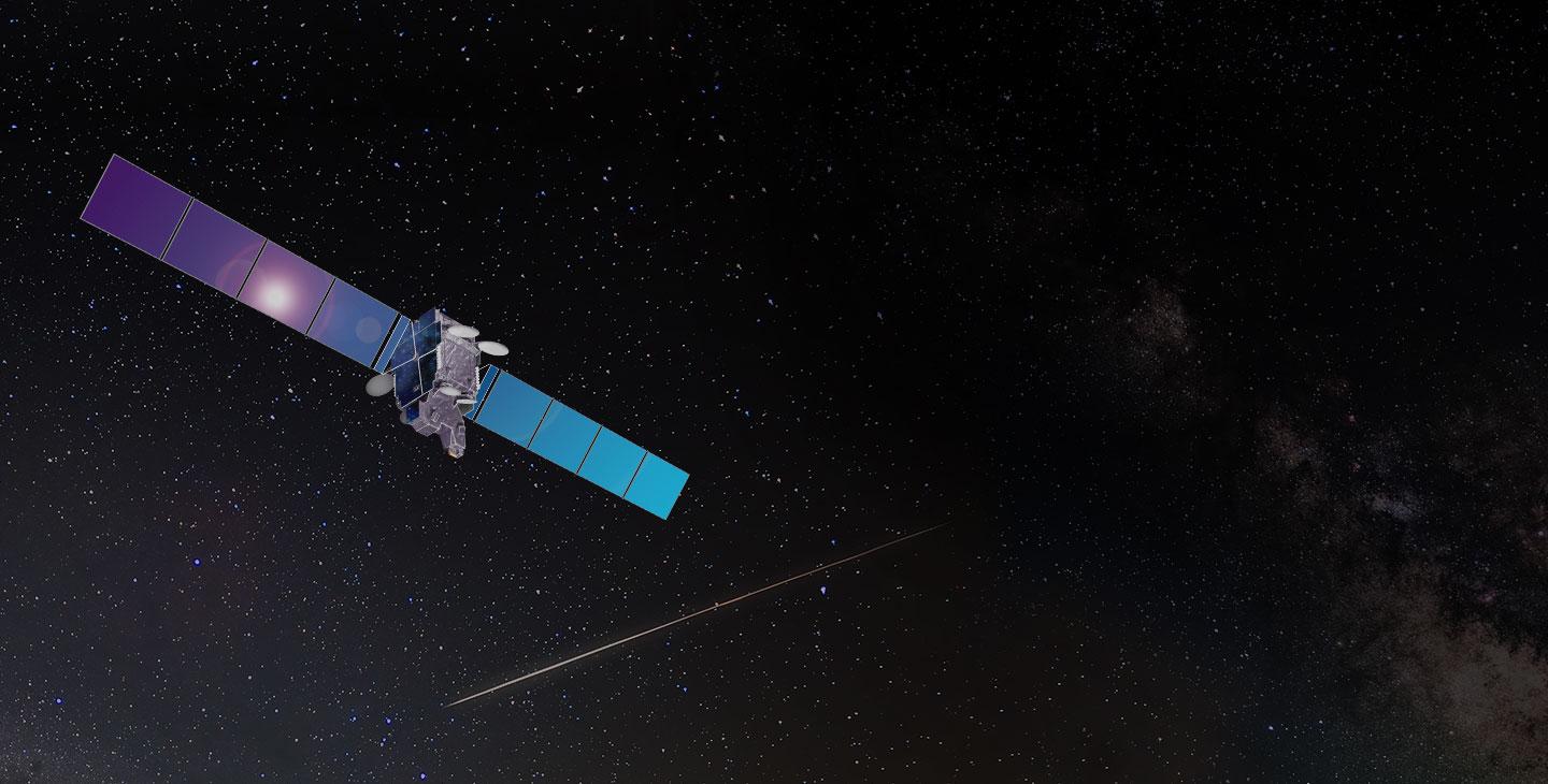 WildBlue-1 satellte rendering in space